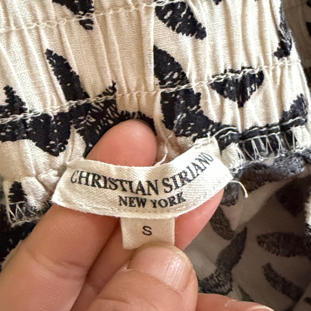 Christian Siriano Linen Blend Floral Wide Leg Pants Women’s Small White/Black - Picture 5 of 7